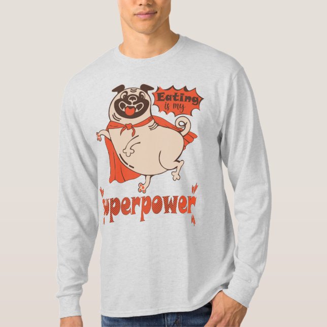 Camiseta Comer é o meu super poder, estilo cômico de manto  (Frente)