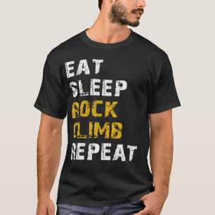 Camiseta comer escalada de rock do sono