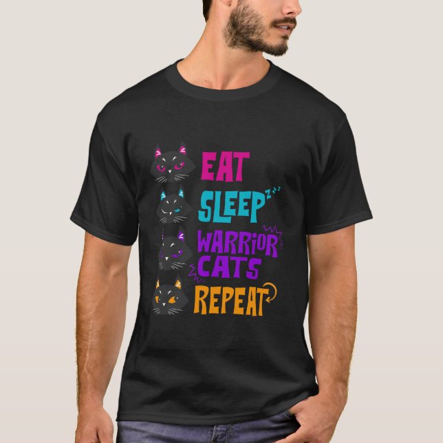 Camiseta Comer Gato-Sono Guerreiro Repetir Gato Guerreiro-G (Frente)