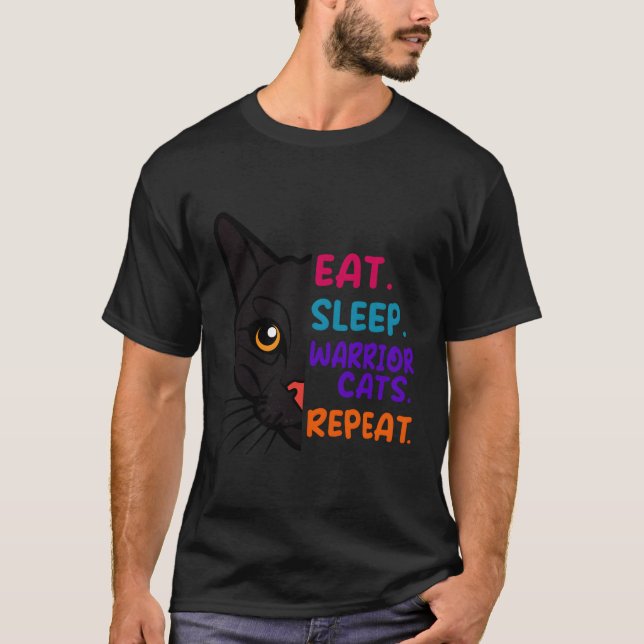 Camiseta Comer Gato-Sono Guerreiro Repetir Gato Guerreiro-G (Frente)