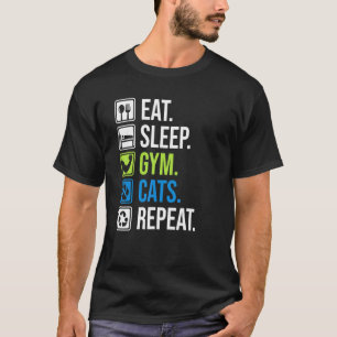Camiseta Comer Gatos De Giro Com Sono Repetir Formação Musc