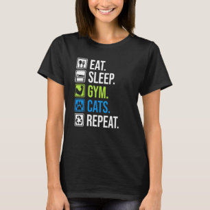 Camiseta Comer Gatos De Giro Com Sono Repetir Formação Musc
