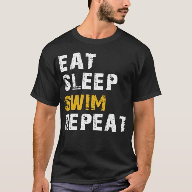 Camiseta comer natação de dormir repetir (Frente)