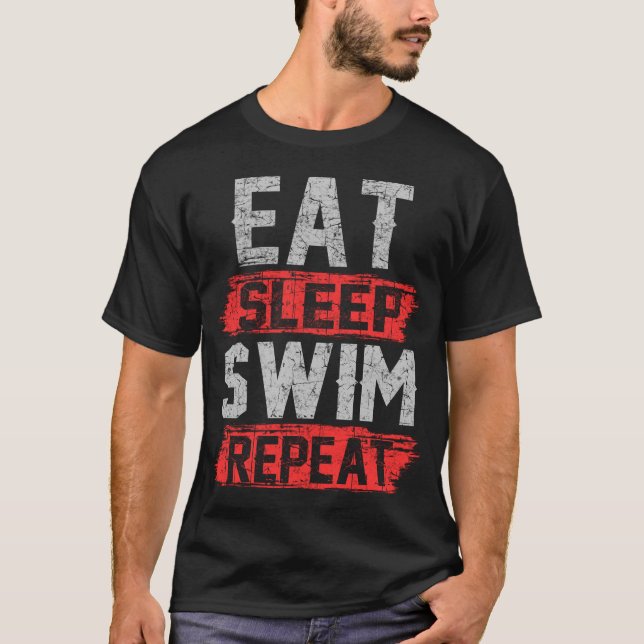 Camiseta comer natação de dormir repetir (Frente)