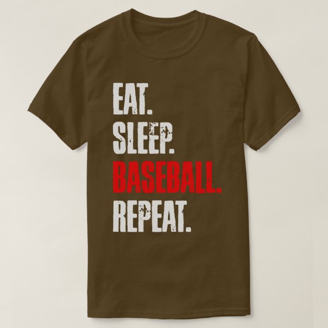 CAMISETA COMER REPETIÇÃO DE BASEBALL DE SONO (Frente do Design)