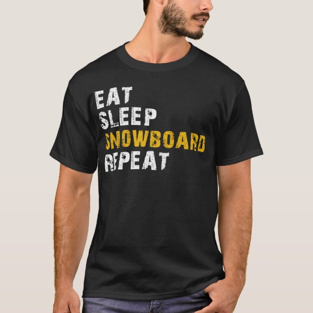 Camiseta comer snowboard de dormir (Frente)