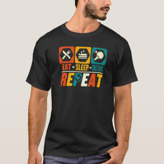 Camiseta Comer Sono Tênis de Mesa Repetir Ping Pong Mesa Tê