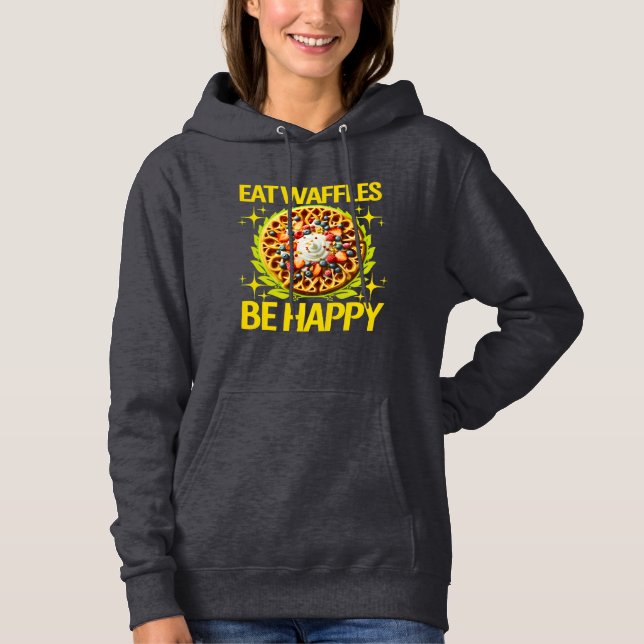 Camiseta comer waffles seja feliz design (Frente)