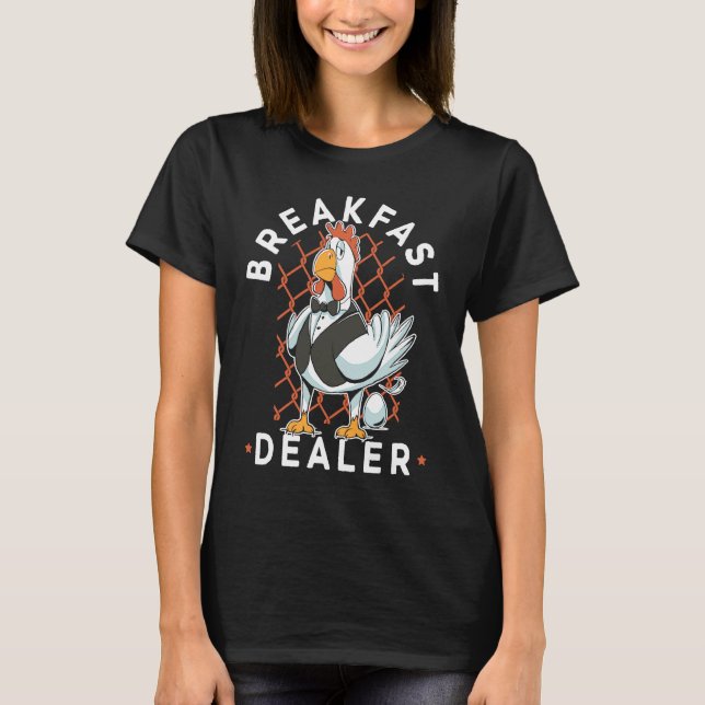 Camiseta Comerciante de Café da Manhã Fazendeiro de Frango  (Frente)