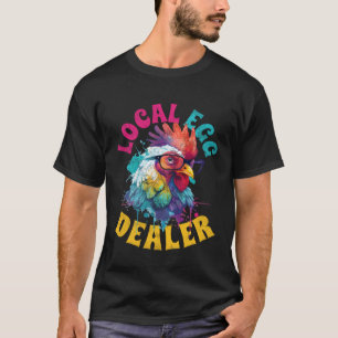 Camiseta Comerciante de Ovos Local  Frango Usando Óculos de