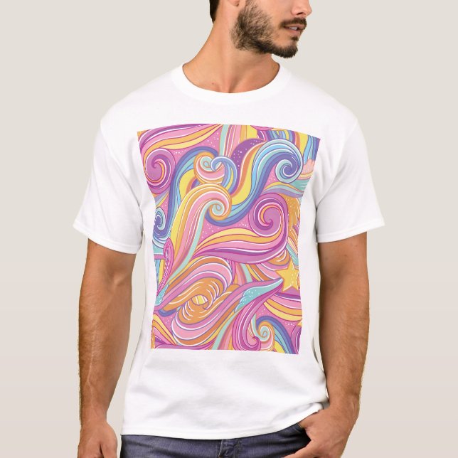 Camiseta Cometa Arco-Íris: Céu Sonho Mágico. (Frente)