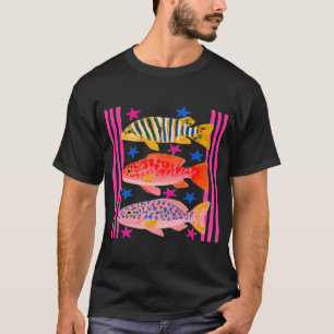 Camiseta Comfort Colors Peixe Colorido Pintado à Mão Costei