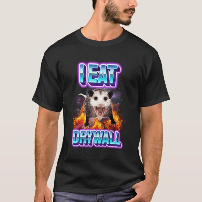 Camiseta Comi parede seca Possum engraçado (Frente)