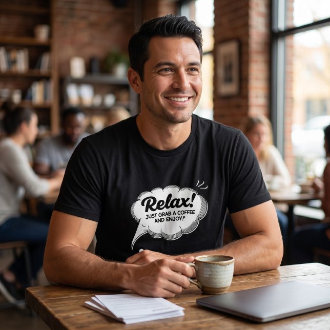 Camiseta Cômica de Café Relax (Criador carregado)