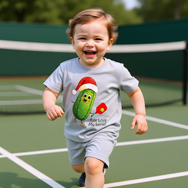 Camiseta Comício Pickleball de Papais noeis de texto person (Custom text Santa's Pickleball Rally Baby T-Shirt)
