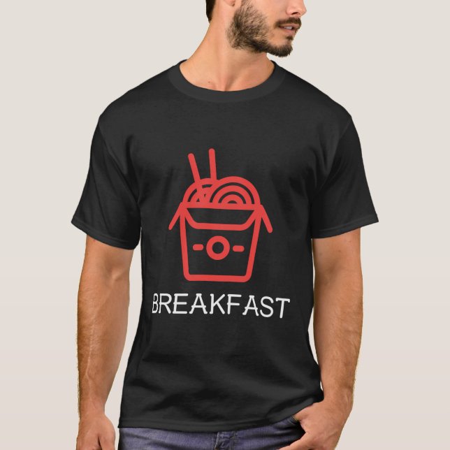 Camiseta Comida Chinesa Engraçada Sai do Café da Manhã (Frente)