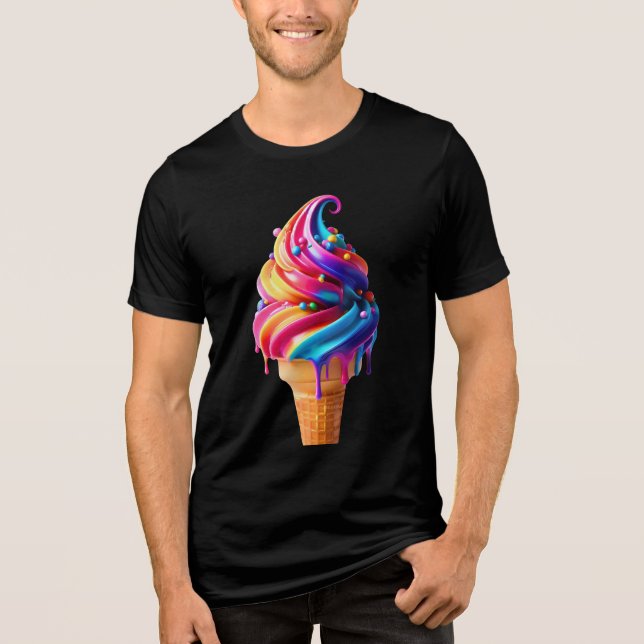 Camiseta Comida clássica de cone de sorvete vibrante do Sli (Frente)