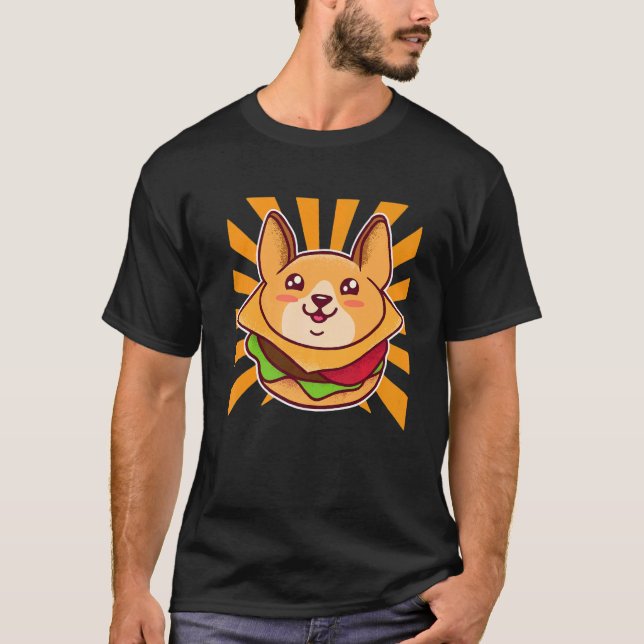 Camiseta Comida de Cachorro Hambúrguer Corgi   (Frente)