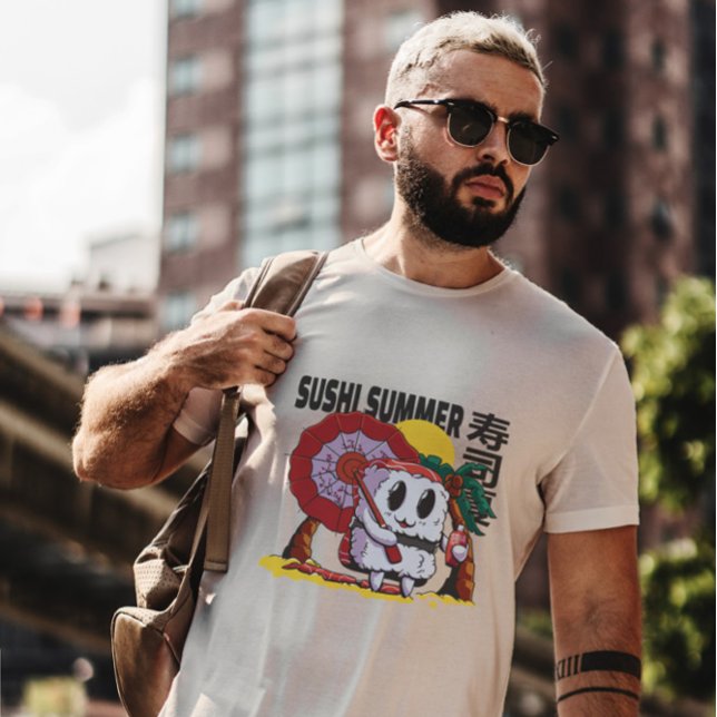 Camiseta Comida de Cartoons de Beach Sushi (Criador carregado)