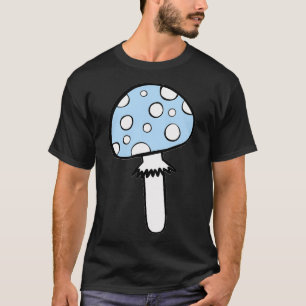 Camiseta Comida De Cogumelo Azul De Bebê Minimalista Na Flo