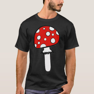 Camiseta Comida De Cogumelo Vermelho Mínimo E Luz Na Flores