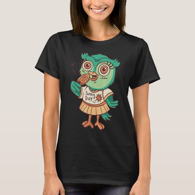 Camiseta Comida de coruja Animais de zoológico (Frente)