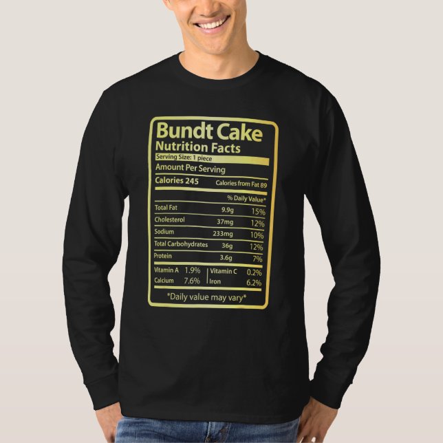 Camiseta Comida De Fatos De Nutrição De Bolo Para O Natal (Frente)