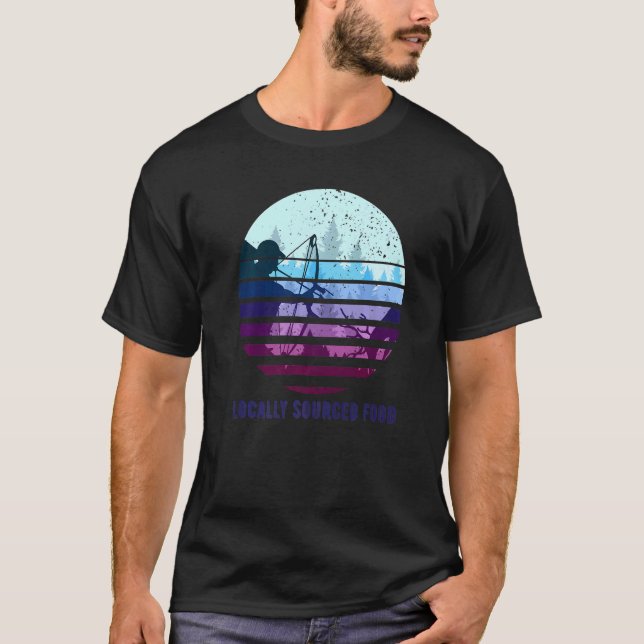 Camiseta Comida de origem local Bowhun 80s — caça retrô (Frente)