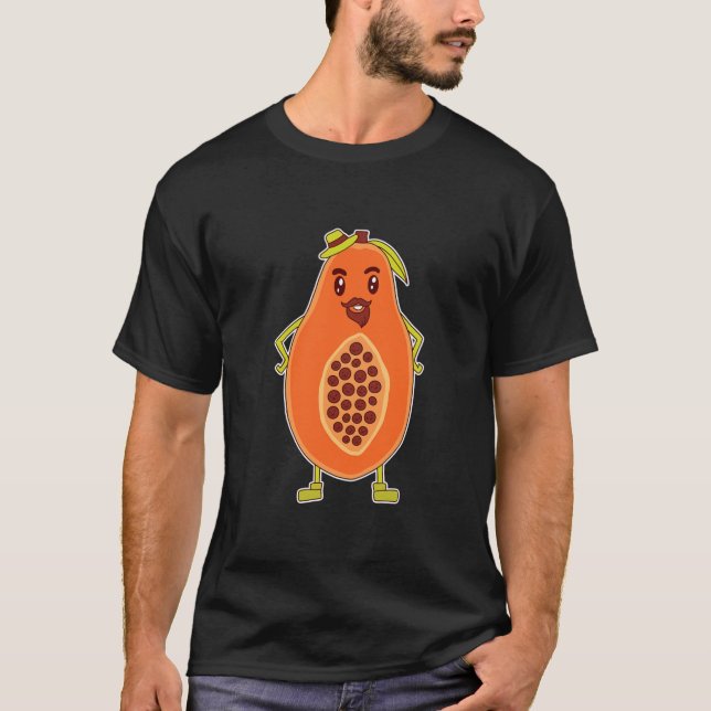 Camiseta Comida de Pai de Cartoon Papaya Padre  (Frente)