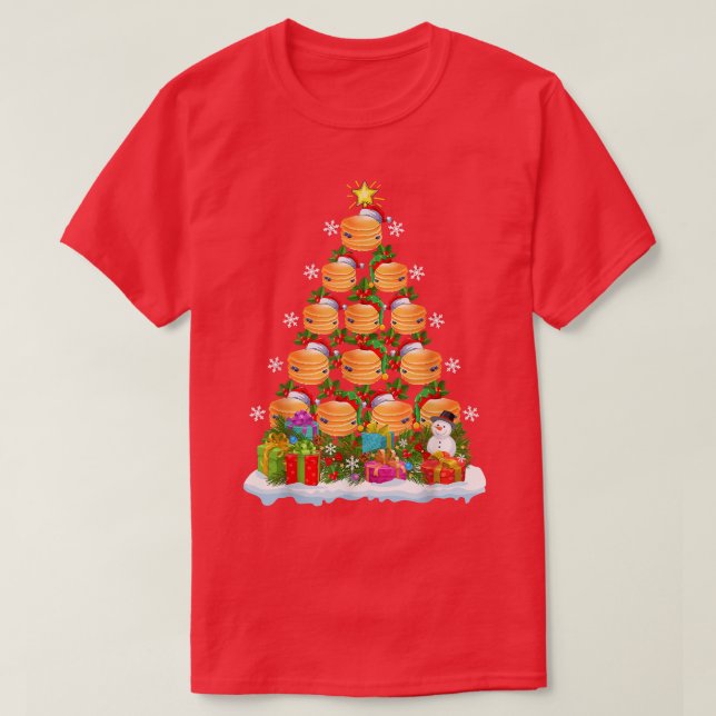 Camiseta Comida de Pancake sobre Papais noeis de Feriado de (Frente do Design)