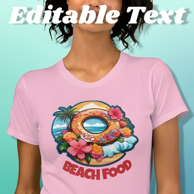 Camiseta Comida de praia de Rosquinha tropical editável (Criador carregado)