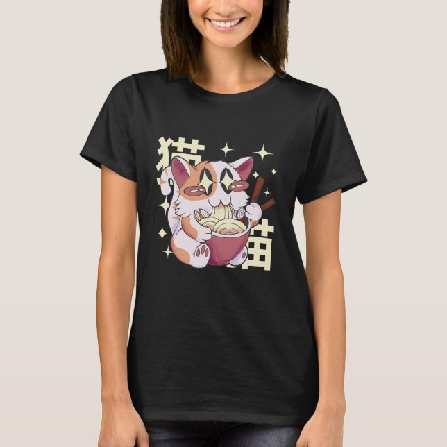 Camiseta Comida de Ramen de Comida de Cat (Frente)