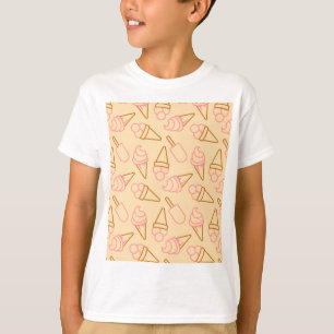 Camiseta Comida de Verão bonita com contornos de sorvete de