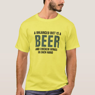 Camiseta Comida Divertida, Cerveja e Galinhas - Dieta Equil