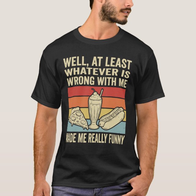 Camiseta Comida Divertida Retro Milkshake Pizza Cachorro Qu (Frente)