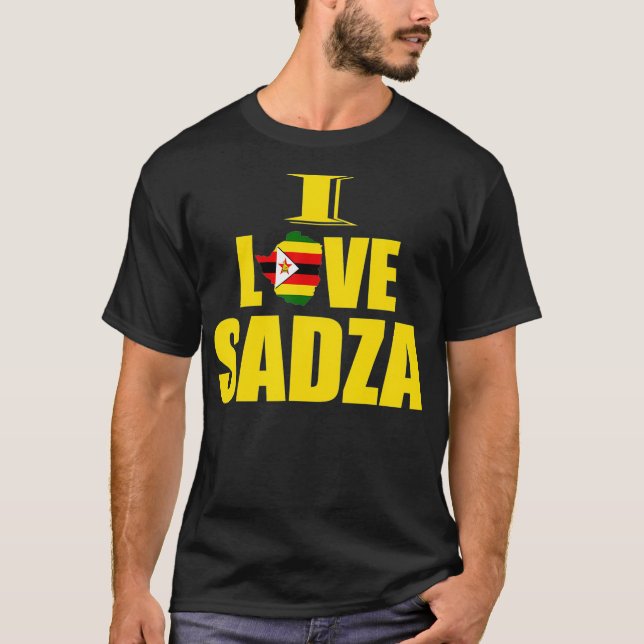 Camiseta Comida do Zimbábue Eu Adoro Sadza Zimbábue Bandeir (Frente)