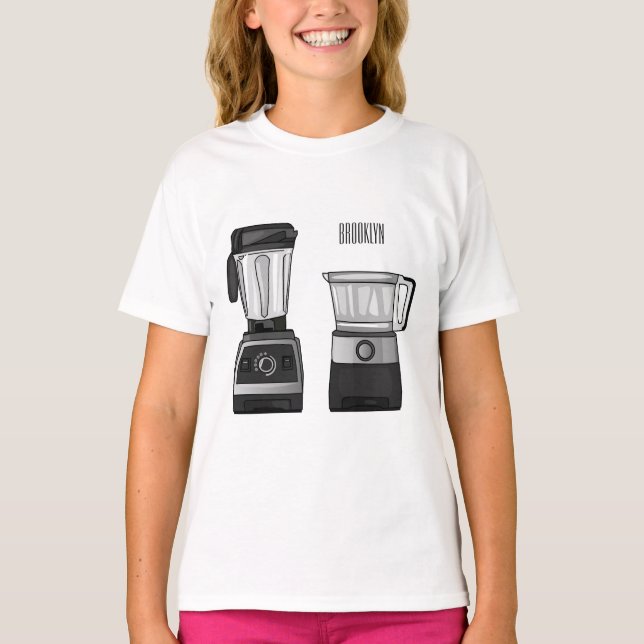 Camiseta Comida e ilustração do desenho do blender (Frente)