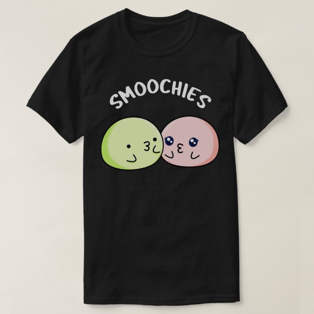 Camiseta Comida Engraçada Beijando Mochi Pun (Frente do Design)