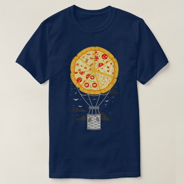 Camiseta Comida Engraçada Pizza Balão de Ar Quente (Frente do Design)