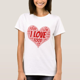 CAMISETA ❤️ COMIDA EU AMO COMIDA EU CORAÇÃO COMIDA