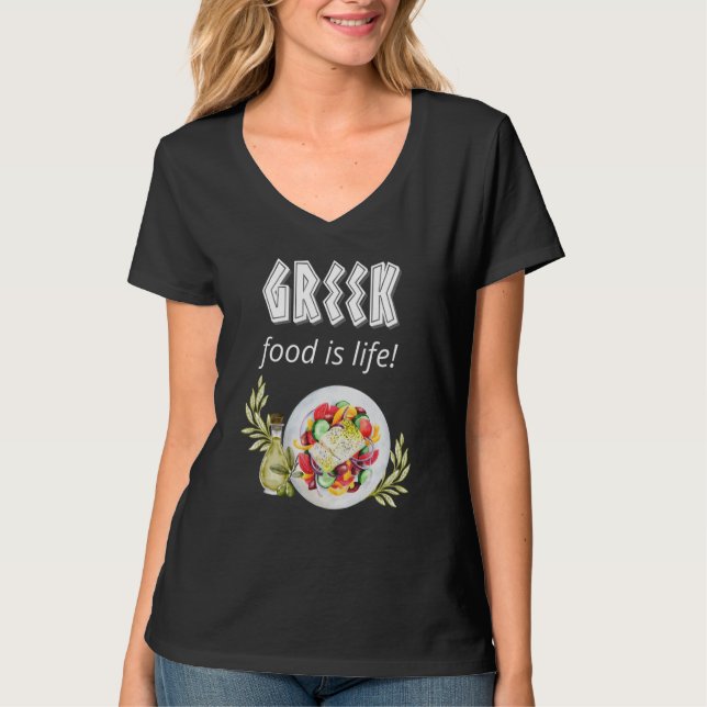 Camiseta Comida Grega É Vida  Dito de Comida Comida Mediter (Frente)