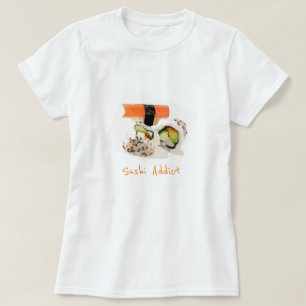 Camiseta comida japonesa bonitinha do viciado em Sushi