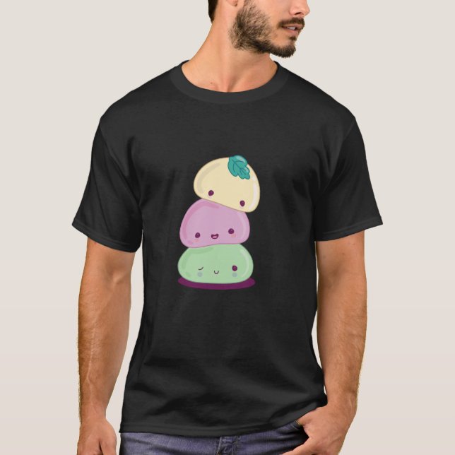 Camiseta Comida Japonesa Mochi Pilha Fofa (Frente)
