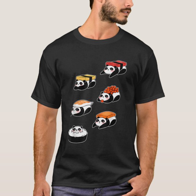 Camiseta Comida Japonesa Panda Bear Sushi Sashimi (Frente)