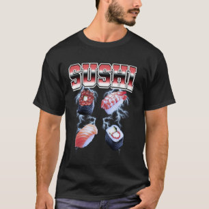 Camiseta Comida Japonesa Sushi Estilo Pirata dos Anos 90