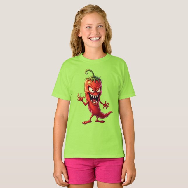 Camiseta Comida Monsters MAU CHILI PEPPER (Frente Completa)