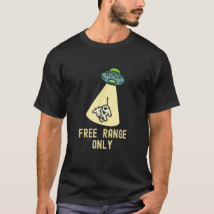 Camiseta Comida Orgânica Engraçado OVNI Abdução Alien Vaca