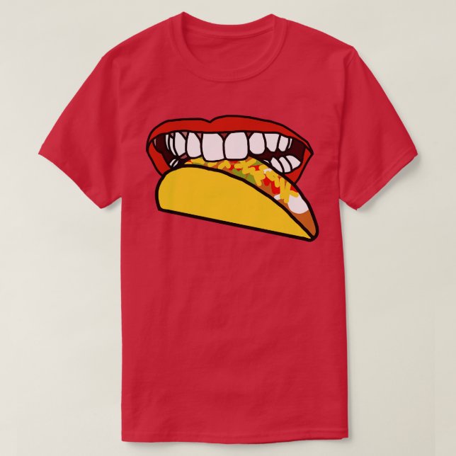 Camiseta Comida Para Boca Com Lábios Vermelhos E Dentes Bra (Frente do Design)