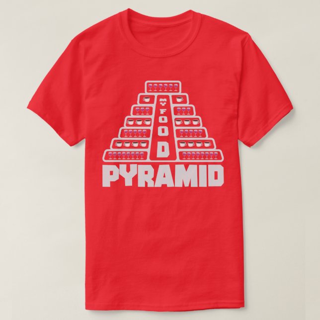 Camiseta Comida Pirâmide Bebendo de Vinho de Café (Frente do Design)