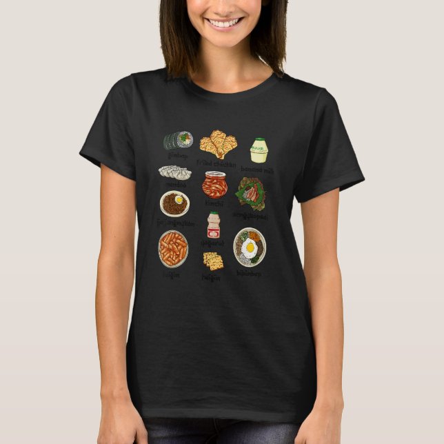 Camiseta Comida popular coreana Kimchi Bibimbap Comida (Frente)